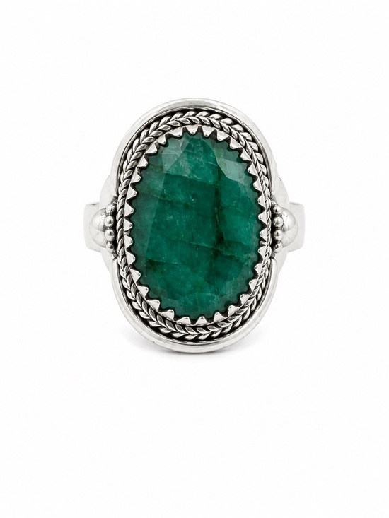 Venus and Vulcan Jewelry - Emerald Vintage Style Ring (S925)